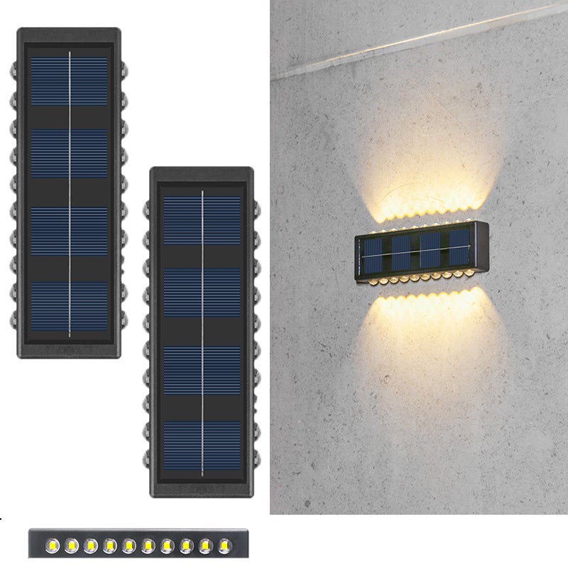 Lampa solarna 20LED, zewnętrzna lampa solarna, wodoodporna IP65, na taras, schody, patio, balustradę, podwórko (ciepłe światło - 2 szt.)