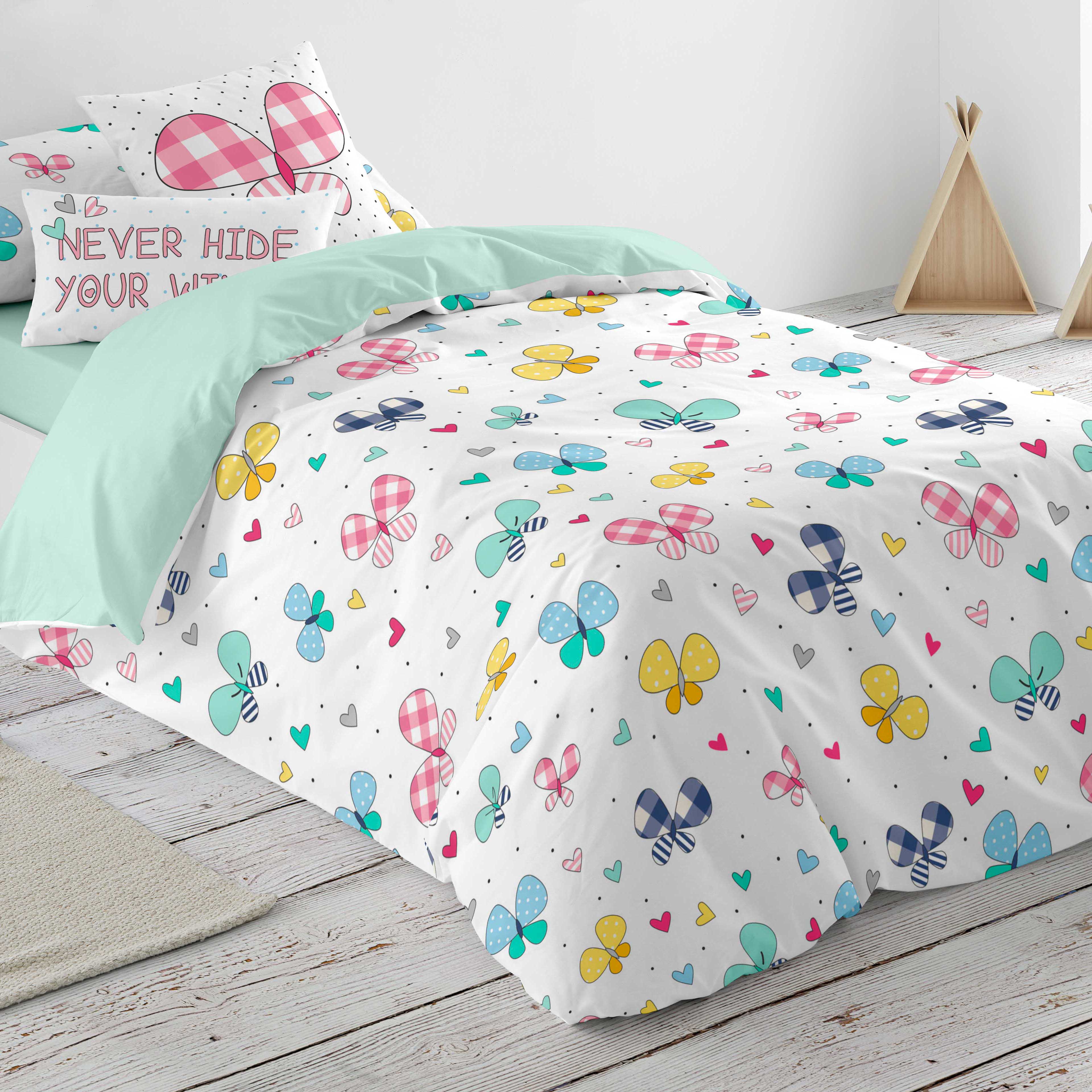 Cool kids - funda nórdica estampada cama 105 - algodón extrasuave - incluye 1 o 2 fundas de almohada - vichy spring