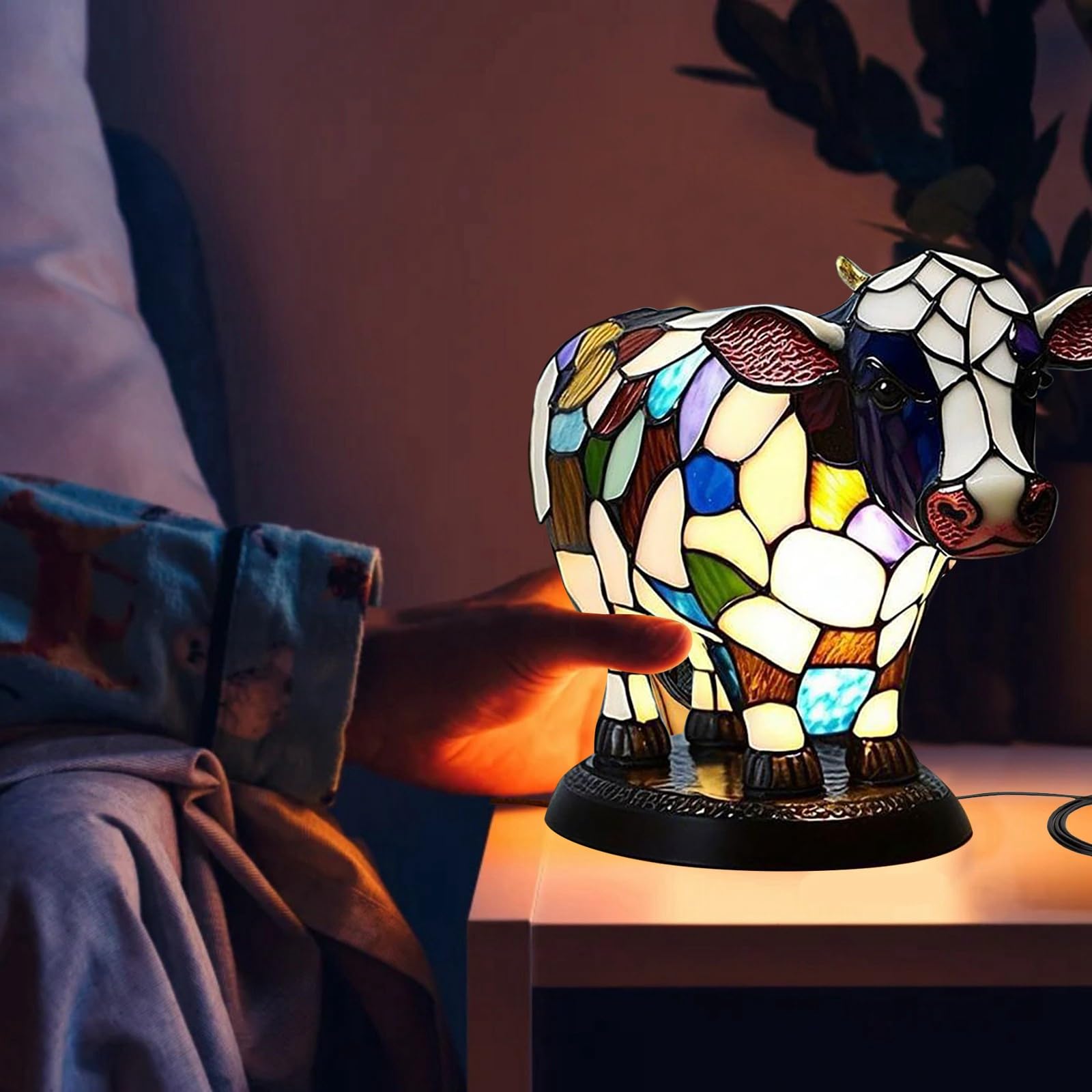 Lampe Vache LED 3D - Veilleuse Déco Animal - Bureau Ou Chambre - Idée Cadeau Originale Noël