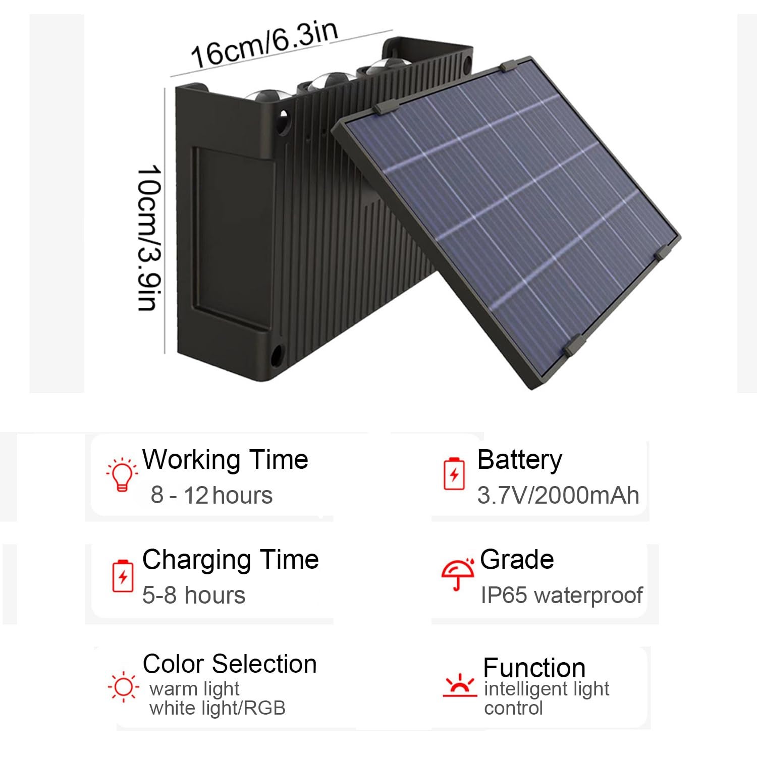 Luz de parede solar para exterior pacote de 2 luzes para cima e para baixo Luz solar para iluminação LED Luz de parede à prova d'água (branco quente) - 6