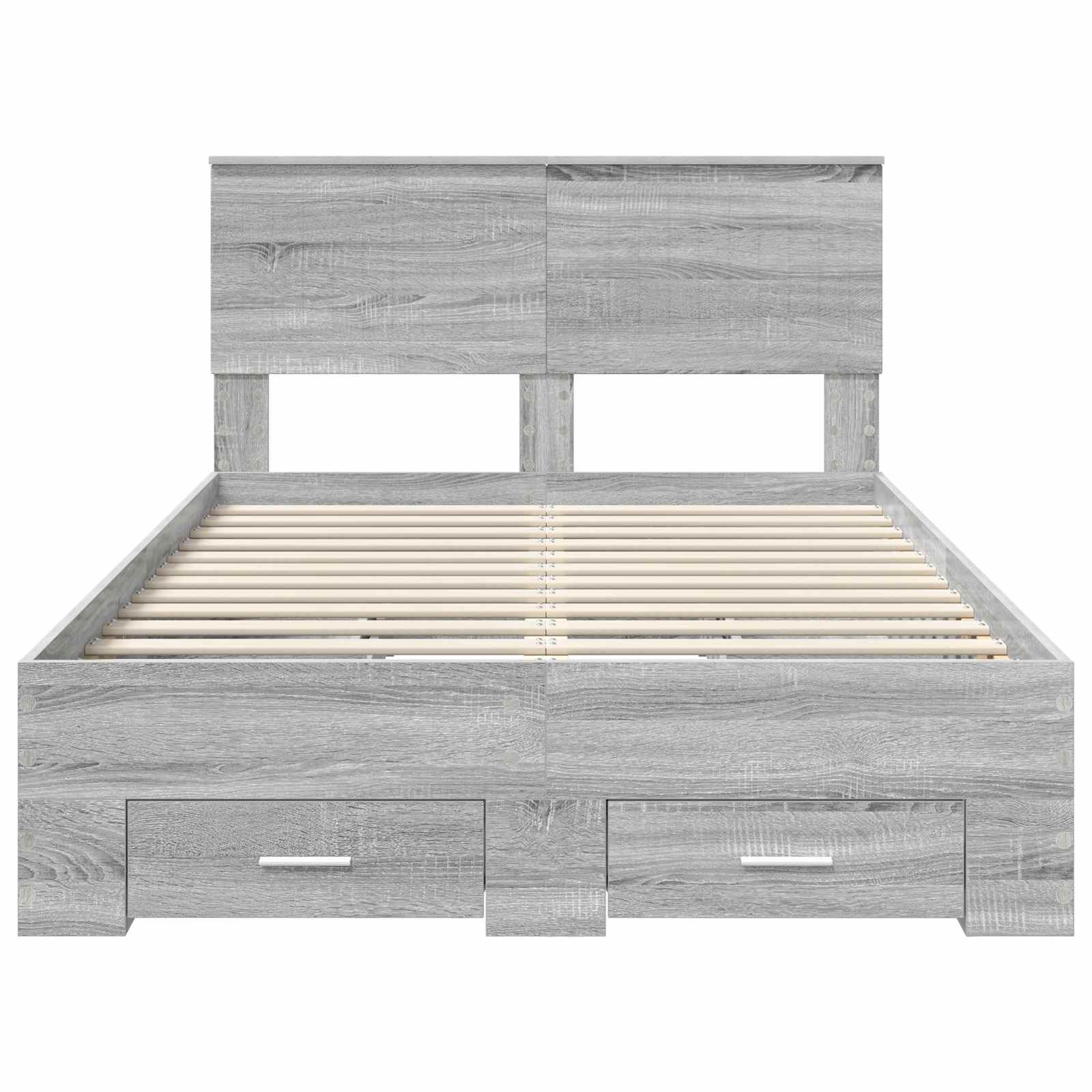 Cadre de lit en panneau de bois gris pour la chambre, 120 × 200 cm - 8