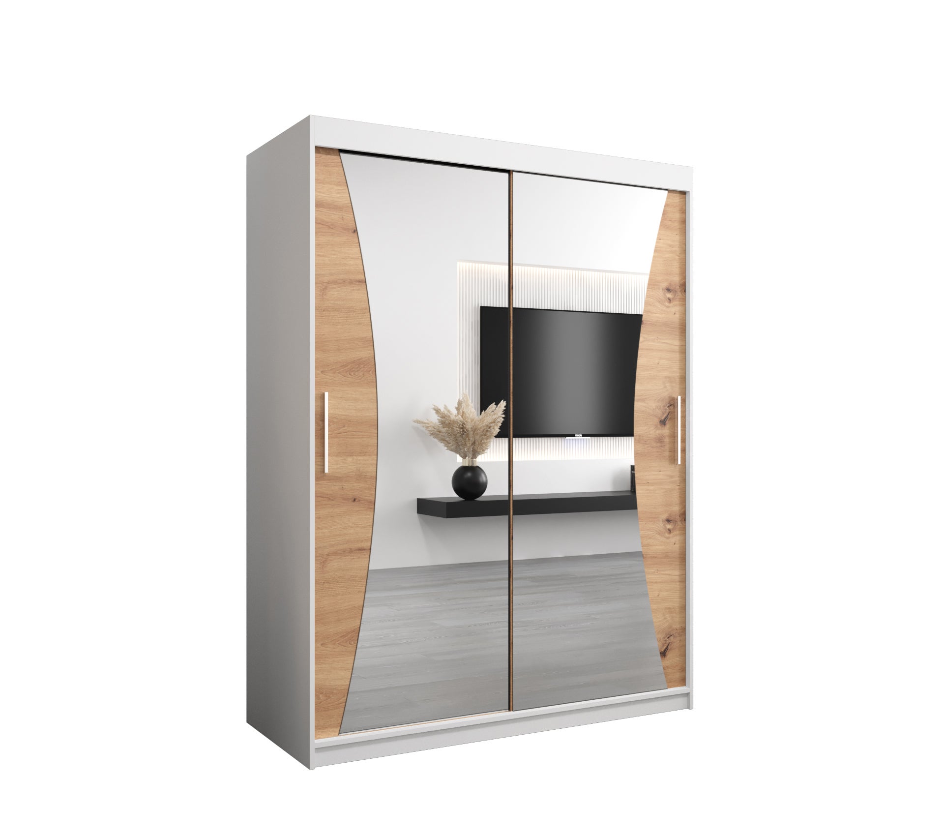 Szafa przesuwna garderoba MONACO 150 x 62 x 200 cm Biały + Artisan - Abiks Meble