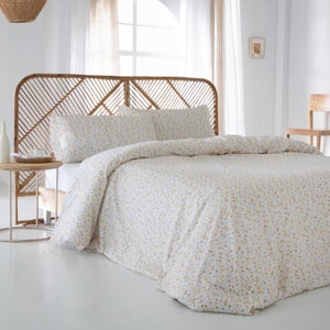 Funda Nórdica Reversible De Algodón 100% - Tamaño 180x270 Cm, Color Blanco/Beige, Cierre Con Solapa