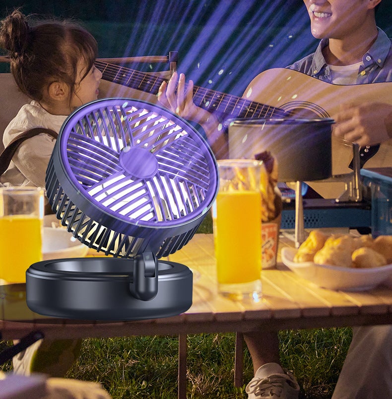 Cichy wentylator biurkowy turbinowy, 5 prędkości, z oświetleniem LED, regulowany kąt nachylenia 180°, do domu, biura, sypialni, kuchni (czarny)