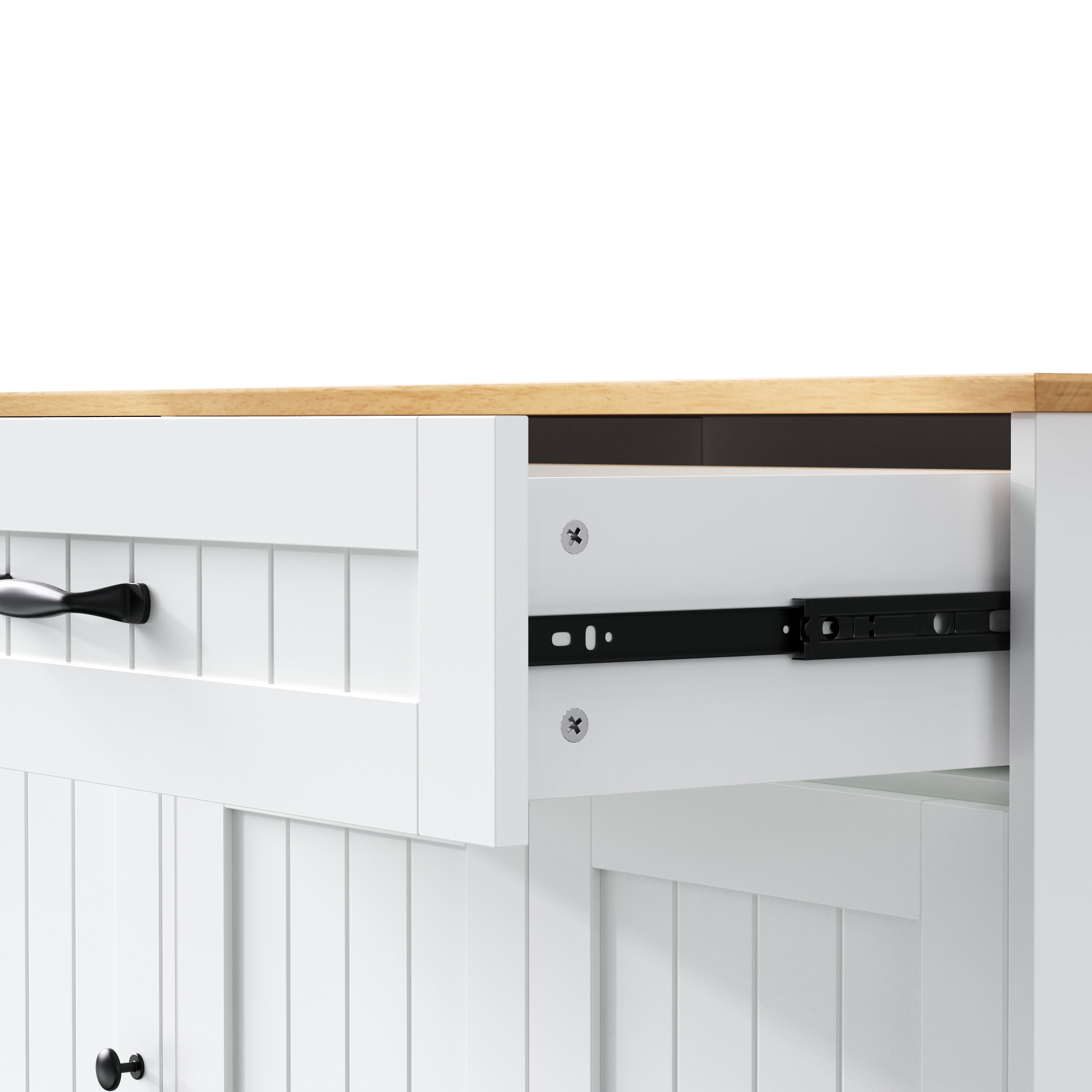 Nowoczesna komoda z 3 drzwiami i 1 szufladą - 107 x 40 x 83,4 cm - do jadalni, salonu - MDF - Biały + naturalny - 6