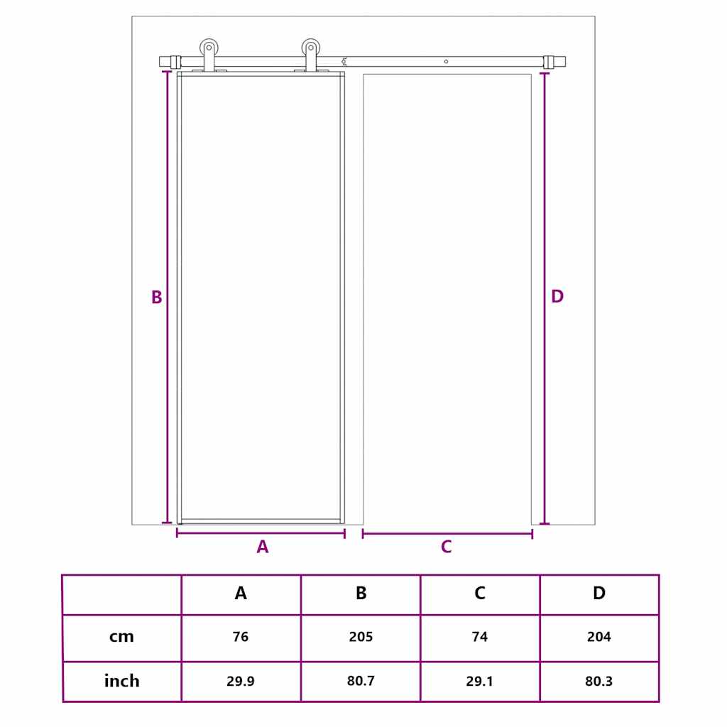 vidaXL Porte coulissante Verre ESG dépoli et aluminium 76x205 cm Noir - 7