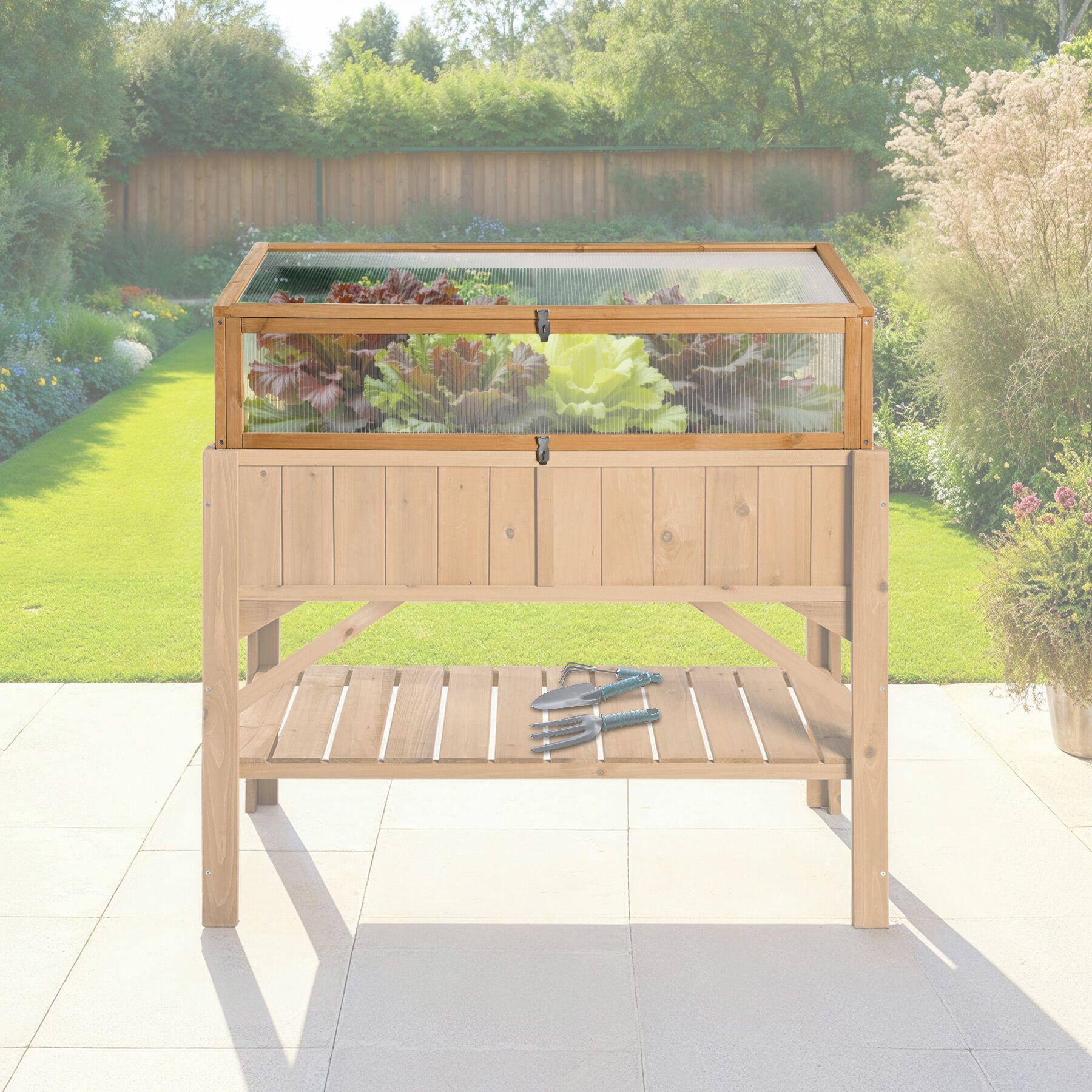 Serre Châssis de Jardin pour Carré Potager 115 x 53 x 34 cm en bois de pin imprégné TECTAKE - 2