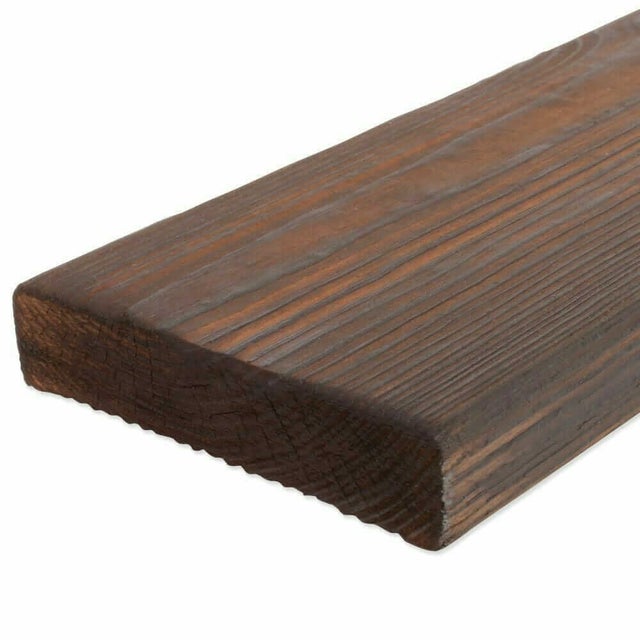 Lames de terrasse en pin carbonisé / brûlé couleur noyer 28 × 120 × 2000 mm – 10 m²