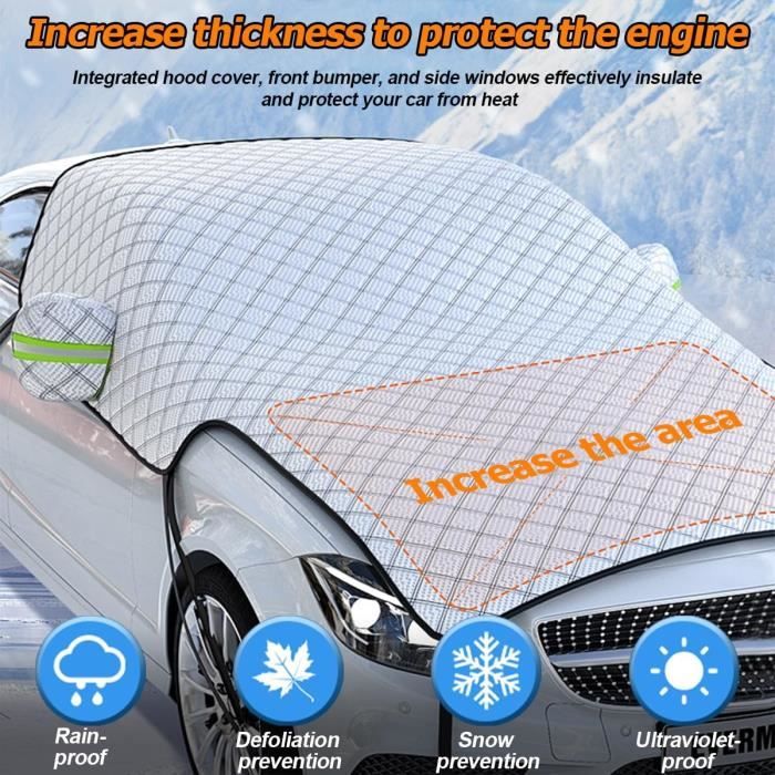 Housse de pare-brise - Universelle - Protection anti-UV - Protection contre le gel - Épaisse pour la protection contre la grêle - 2