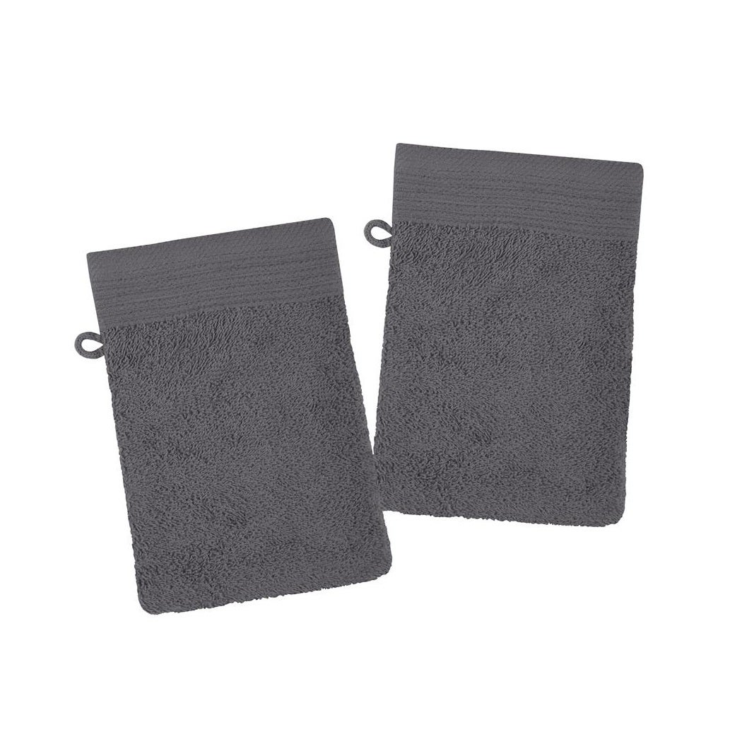 Lot 10 Gants De Toilette 100% Coton 15x21 Cm Argenté - 500 G/m², Doux Et Très Absorbants