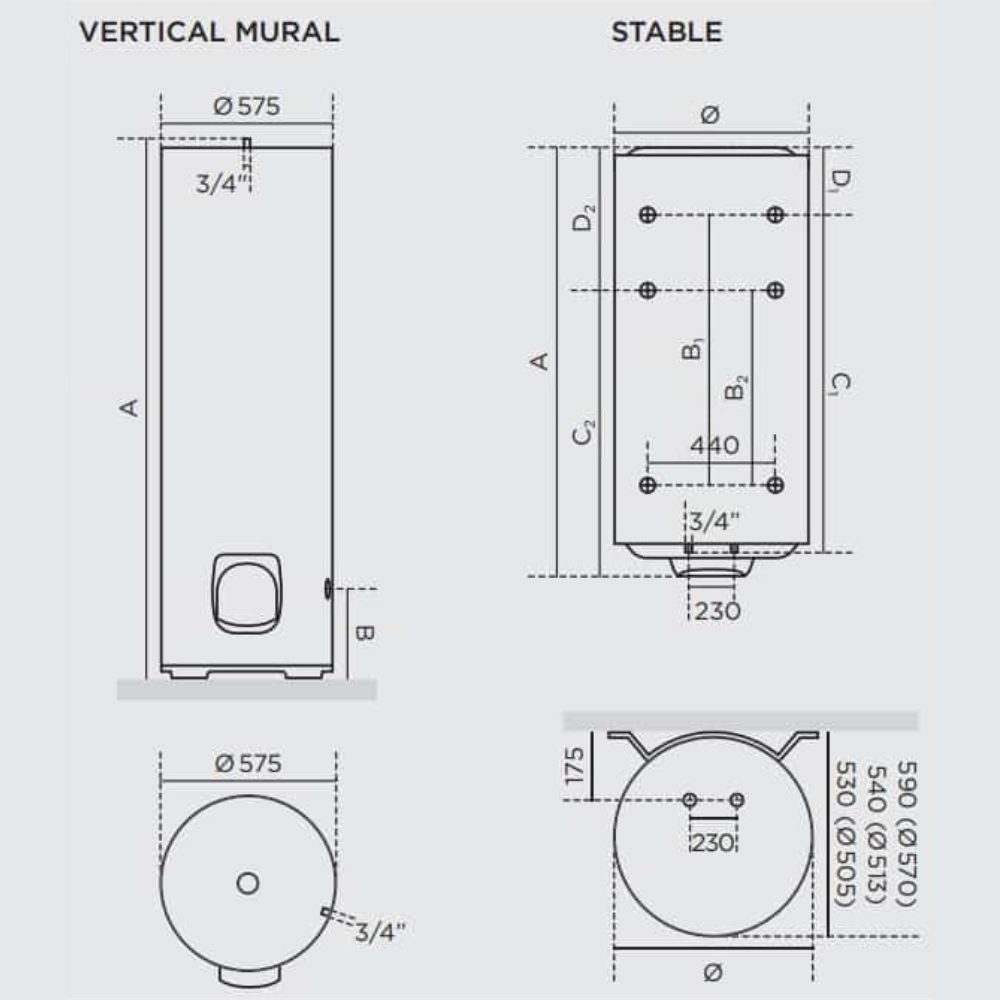 Pack Chauffe eau électrique Stéatis stable au sol 300 Litres THERMOR + Groupe de sécurité 3/4 + Siphon de groupe - 3