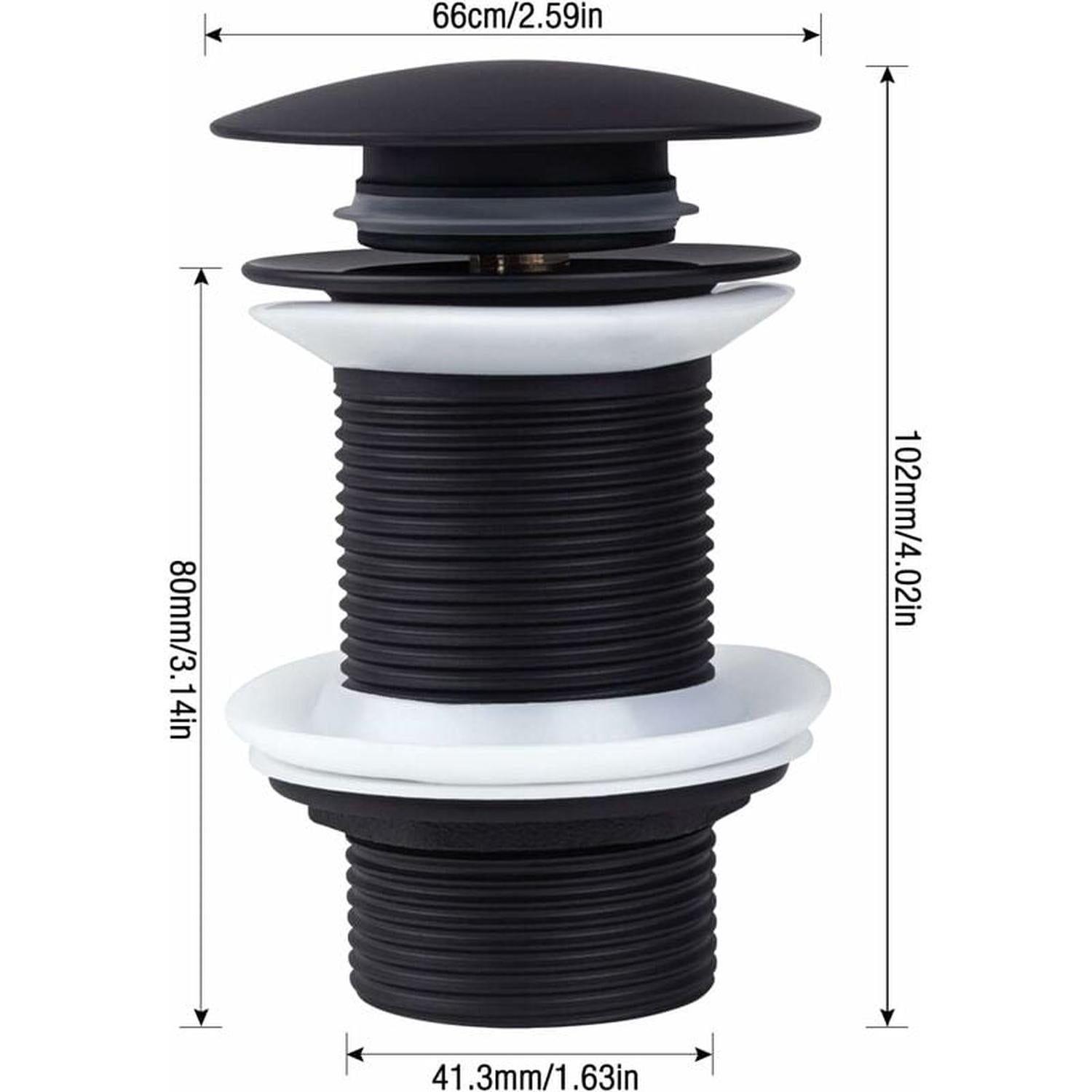 Bonde de Lavabo Noir Sans Trop Plein, Bonde de Lavabo Pop Up Noir Universelle, Bonde Pop Up Automatique pour Vasque a Poser - 2