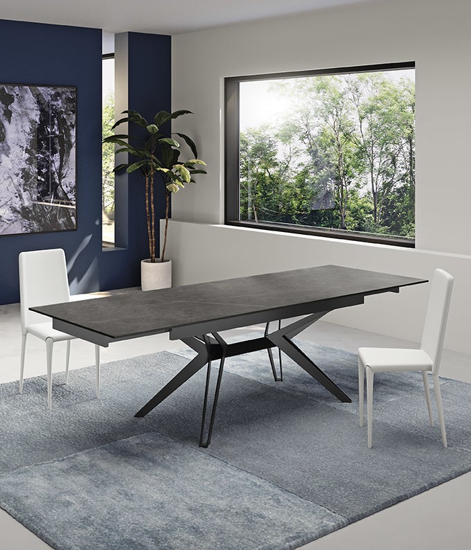 Match 3 - Rozkładany stół (160/240 x 90 cm) w kolorze czarnej ceramiki