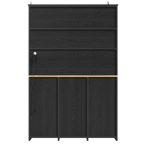 Meuble de cuisine LED 120x40x180 cm, buffet de rangement avec trois portes, 3 tiroirs et 3 porte, pour salon/cuisine, noir - 5