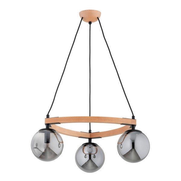 Lampa wisząca Adina czarna i jasne drewno 3xE14x10W wym: 80 x 52 x 52 cm metal Alfa