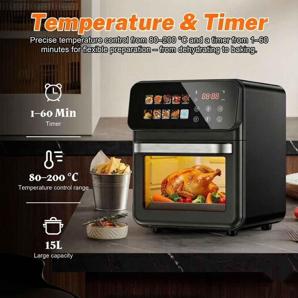 Friteuse à air 10L grande capacité intelligente écran tactile cuisson saine faible en huile multifonction - 2