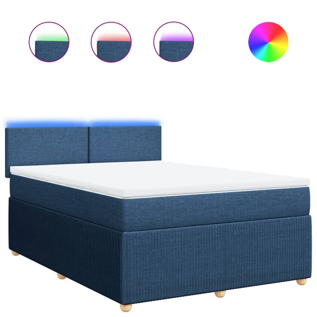 Maison Exclusive - Sommier à lattes de lit avec matelas Bleu 140x200 cm Tissu - 2