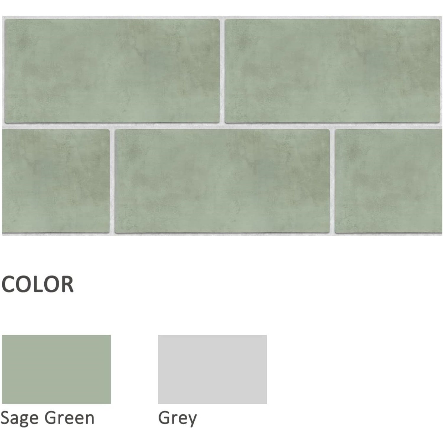 12 Autocollants de tuiles de gommage vert sauge, Imperméable stickers carrelage, Peler et coller carrelage autocollant,30X15cm - 5