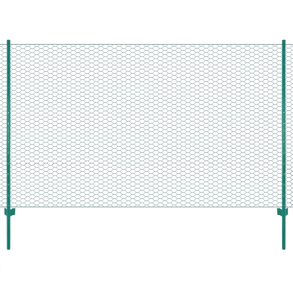 Siatka ogrodzeniowa ze słupkami, stal, 25 x 2 m, zielony
