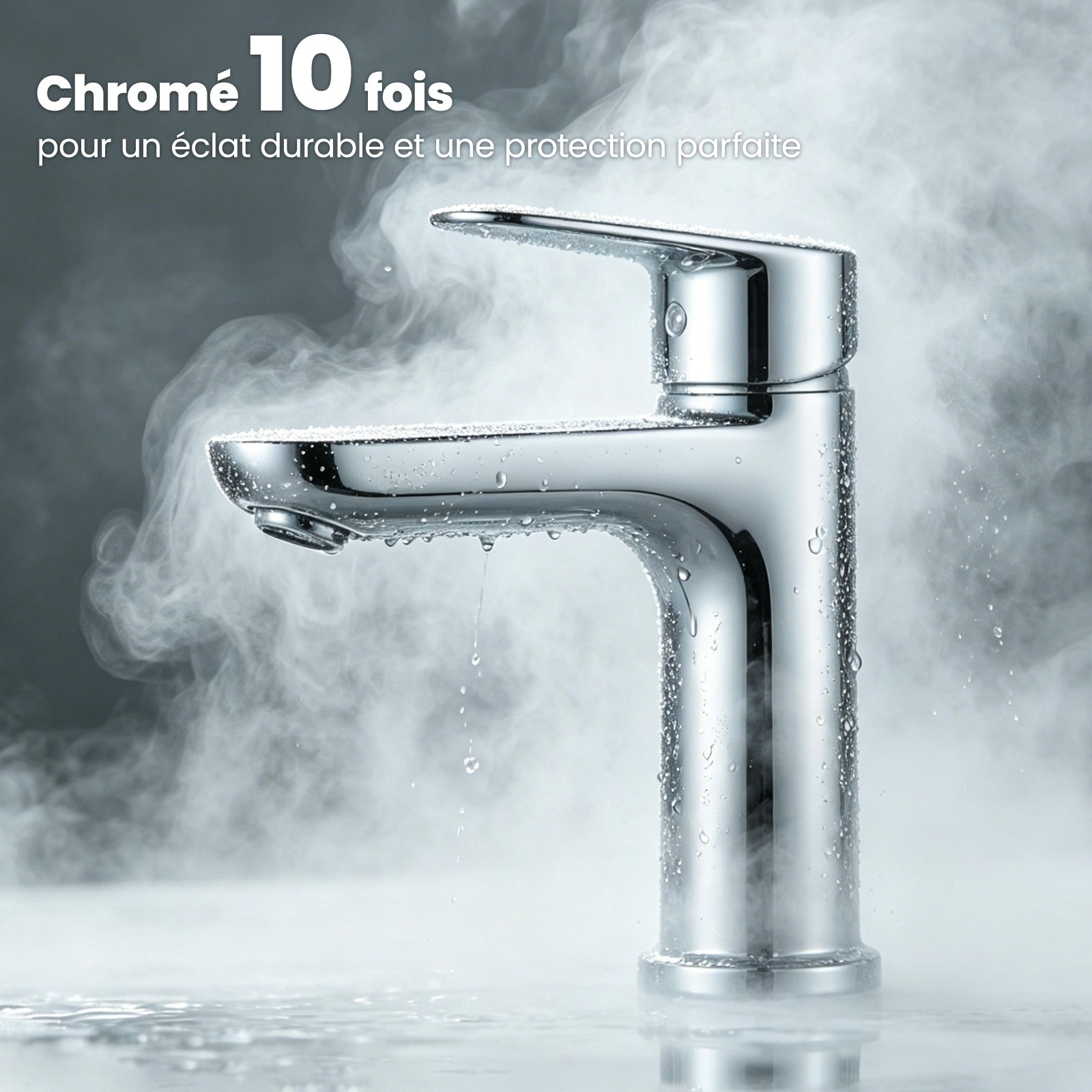 CECIPA MAX Moderne Mitigeur de Lavabo Rond avec bas Bec Robinet de lavabo et vasque Chrom Mitigeur pour Salle de Bain - 3