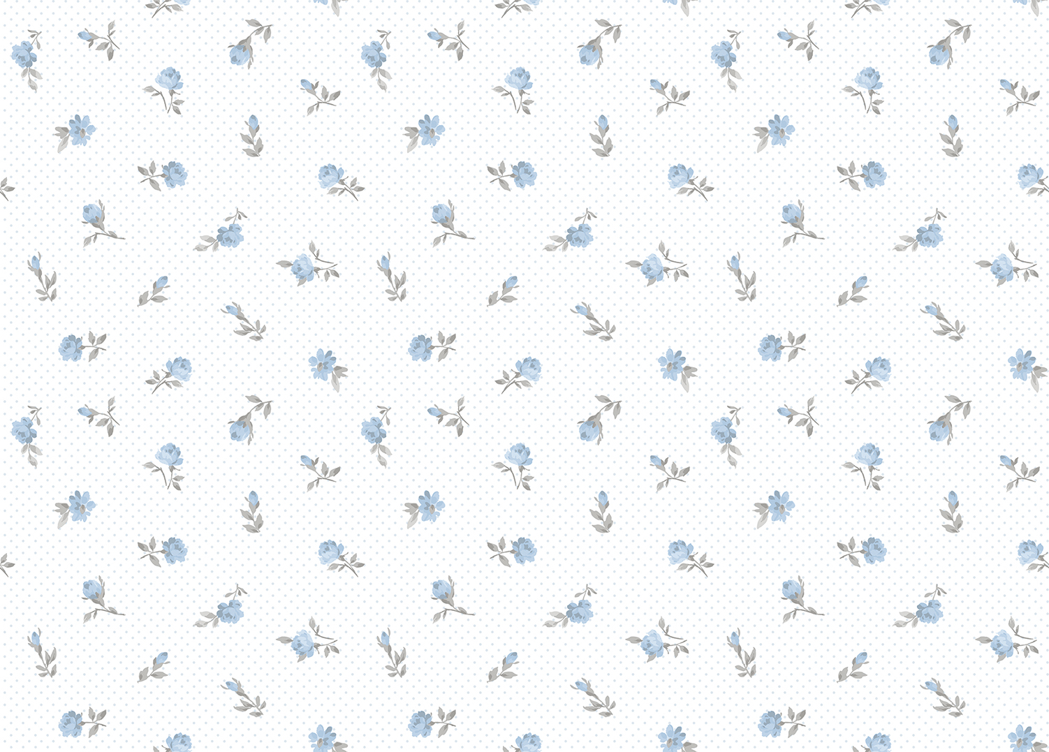 Tapeta kwiaty niebieskimIbiałym - 53 cm x 10 m - SANDERS &amp; SANDERS