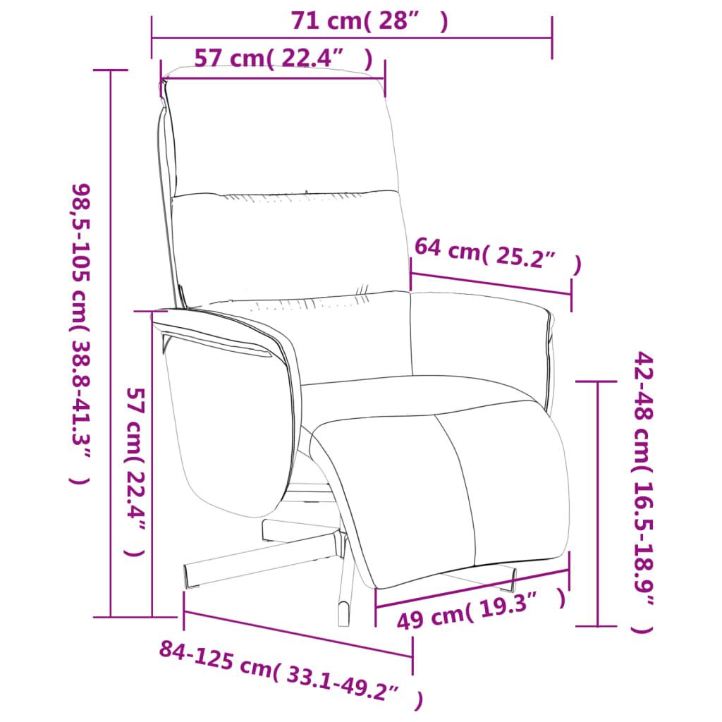 Fauteuil inclinable avec repose-pieds marron tissu - 9