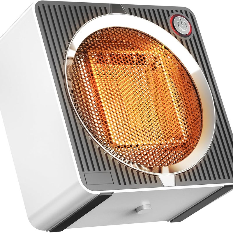Mały grzejnik, przenośny grzejnik stołowy, ceramiczny grzejnik stołowy PTC, zabezpieczenie przed przewróceniem, odpowiedni do biura i domu, biały