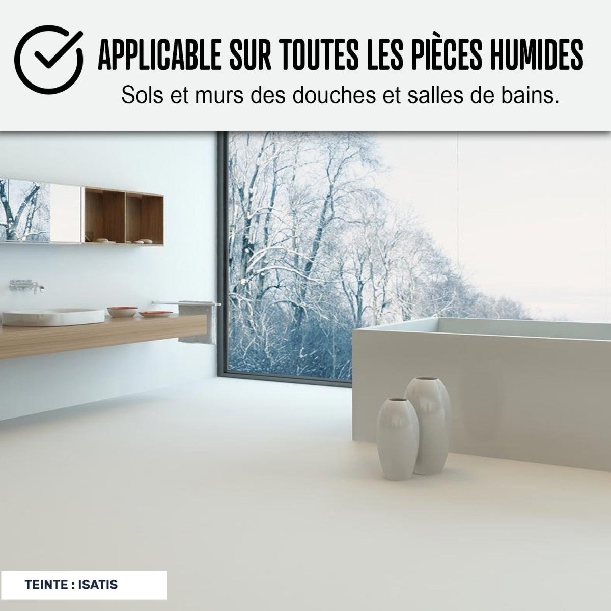 KIT BÉTON CIRÉ - MURS SALLE DE BAINS DOUCHE ITALIENNE Isatis Blanc - 10 m² (en 2 couches) - ARCANE INDUSTRIES - 6