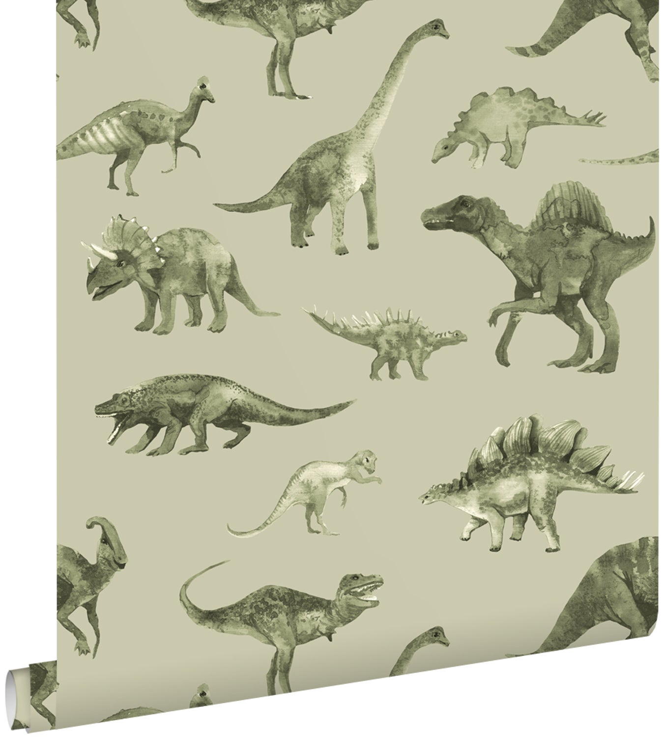 Tapeta dinozaury zielonym - 50 x 900 cm - ESTAHOME
