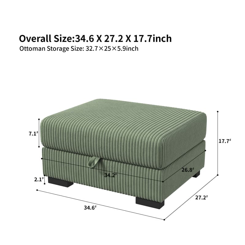 Pouf divano: elegante pouf unisce spazio contenitivo e seduta comoda, ideale per il soggiorno o la camera da letto. È verde e misura 88 x 69 cm. - 3
