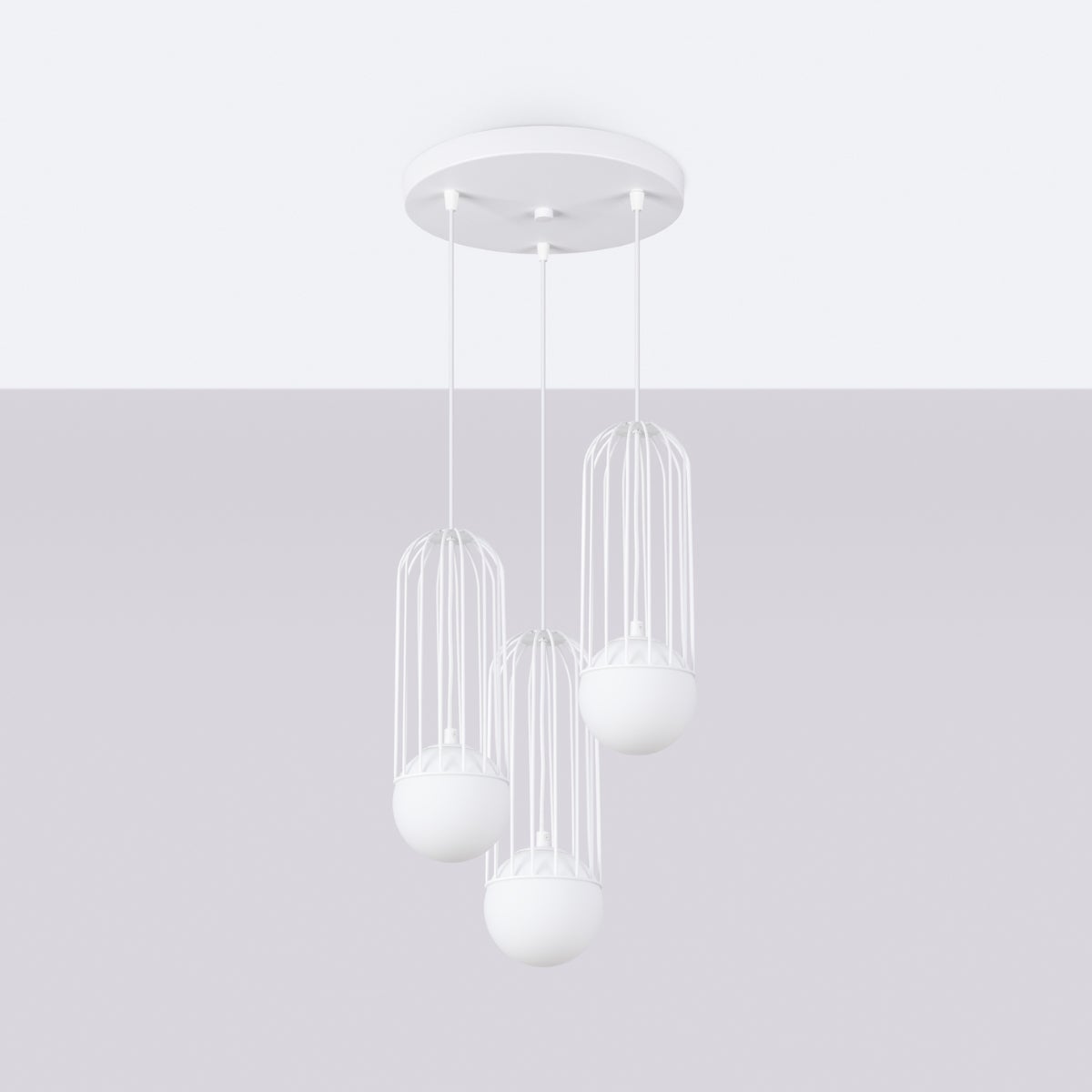 Lampa wisząca ZYNEX 3P biała LED 4000K - 34x34x115cm Sollux