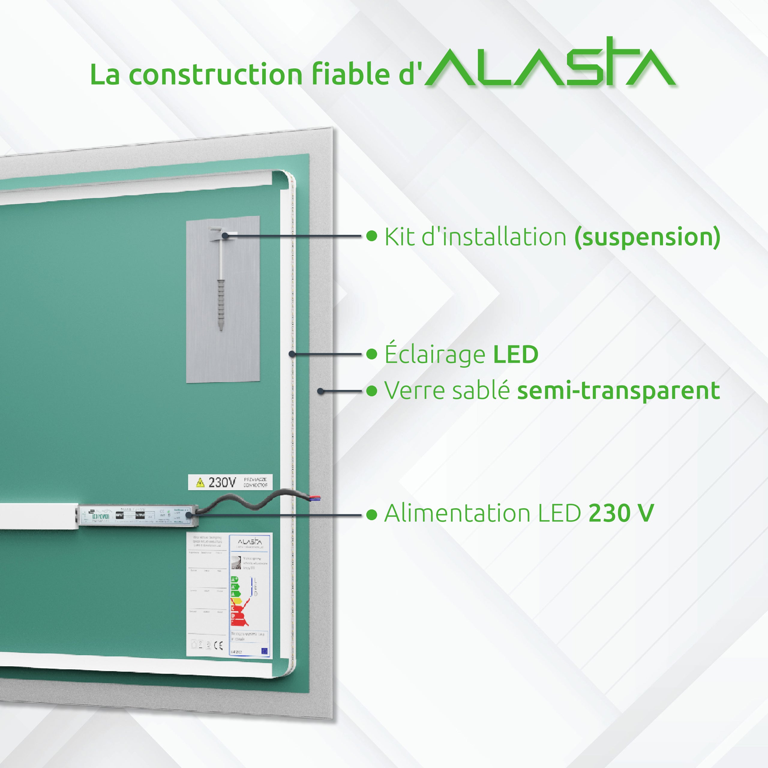 Miroir de salle de bain avec LED - Vilnius - 170 cm x 70 cm - 6