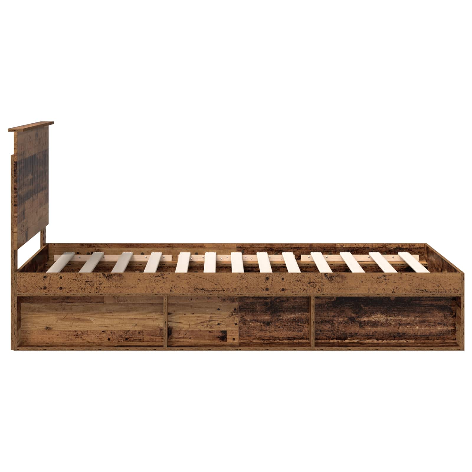 Cadre de lit en bois de pin massif bois ancien pour la chambre, 100 × 200 cm - 8
