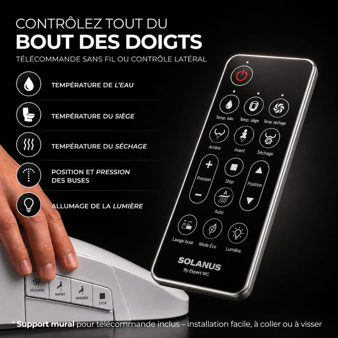 Abattant WC Japonais électrique Premium avec séchage et eau chaude (Forme O) – Siège et Cuvette Chauffants, Douchette Hygiénique – Marque Française - 5