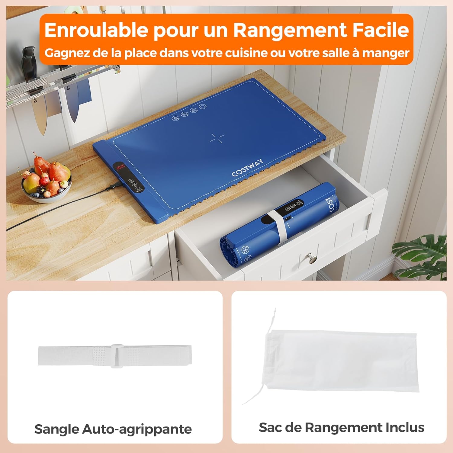 Tappetino In Silicone Per Alimenti – Vassoio Riscaldante Elettrico 39,9x50 Cm, Antiscivolo, Resistente Al Calore (230°C), Rosa - 3