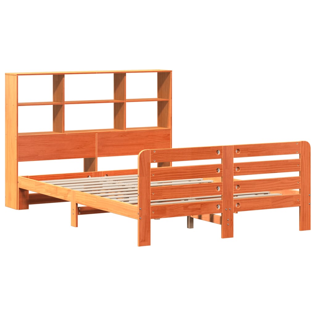 Cama casal | Cama de adulto | Cama sem colchão 120x200 cm madeira pinho maciça castanho-mel CFW390627 - 3