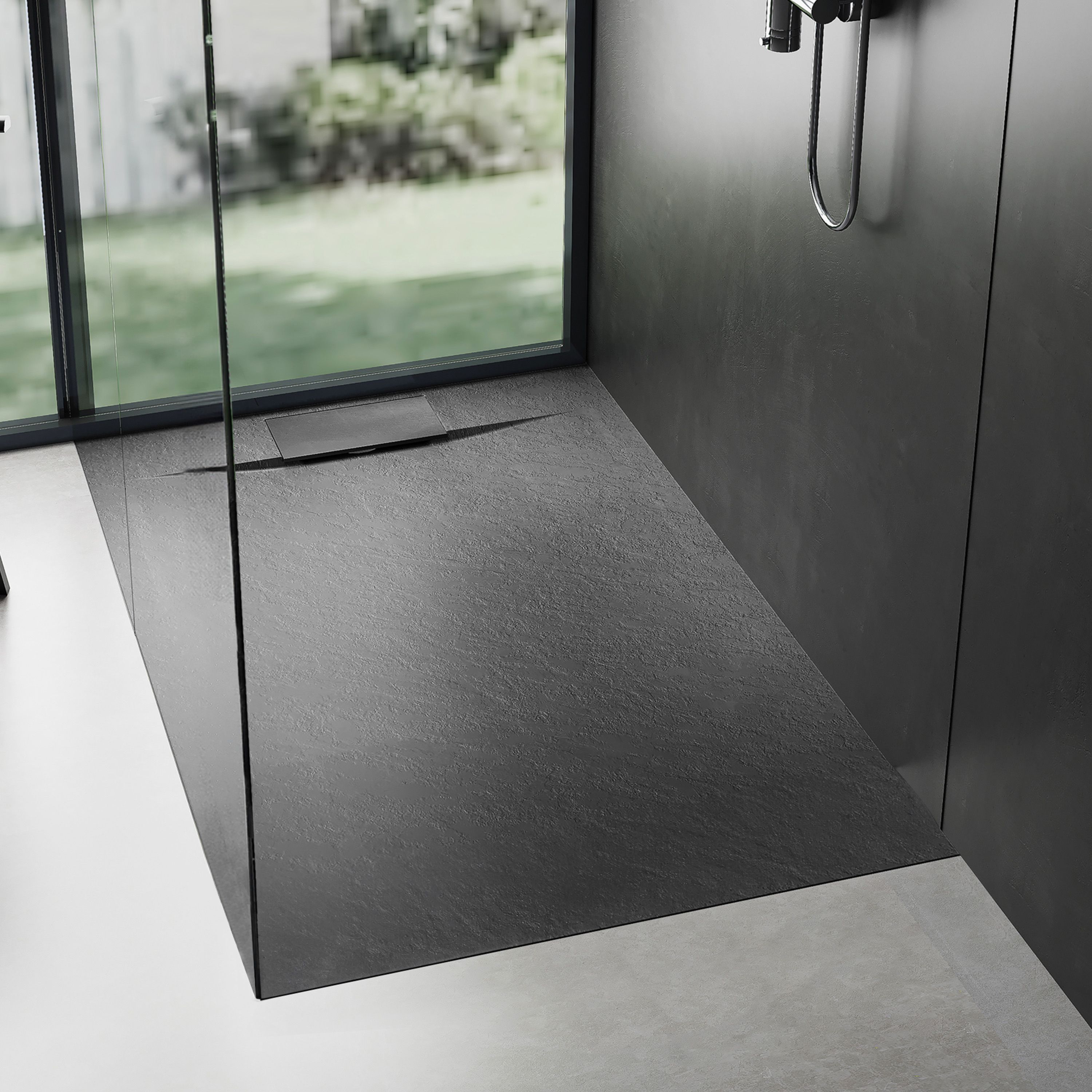 Brodzik Do Kabiny Prysznicowej Rea Bazalt Czarny 120 X 80