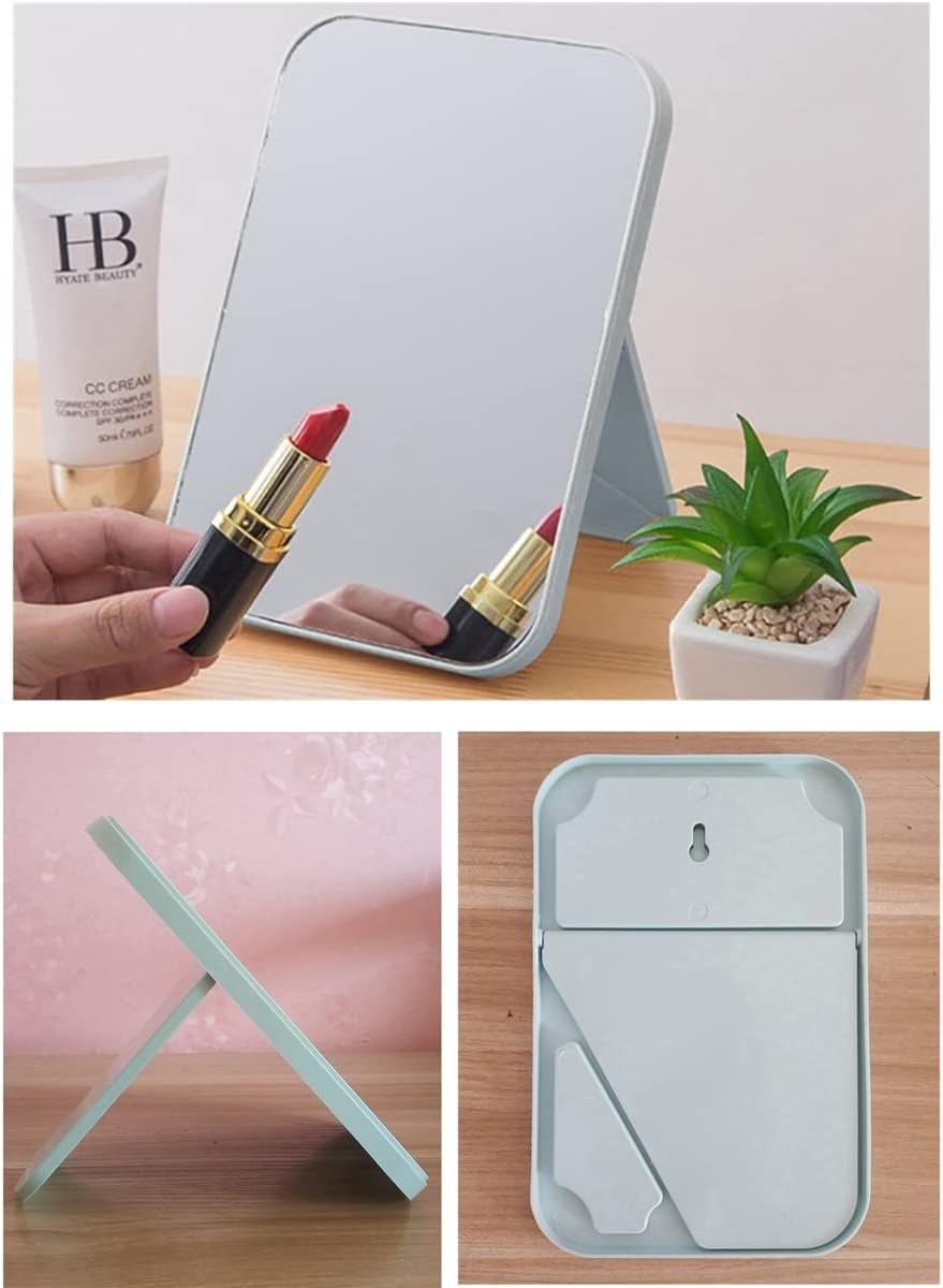 Miroir De Maquillage Pliable En Cuir PU – Portable, HD, 22x16cm, Blanc, Idéal Voyage