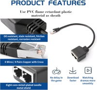 Compatible Cat5 Cat6 Cat7 Câble Répartiteur RJ45 1 Mâle Vers 3 Femelles, Repartiteur RJ45 Hub Ethernet 1 Vers 3 Ports Compatible Cat5 Cat6 Cat7 Câble Répartiteur RJ45 1 Mâle Vers 3 Femelles, Repartiteur RJ45 Hub Ethernet 1 Vers 3 Ports