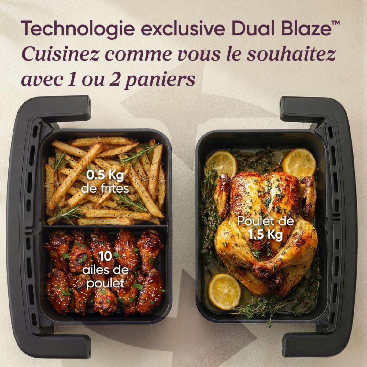 Freidora de Aire Cosori Dual Blaze Twinfry Compact 8.6L 2700W Cesta Divisible - 6