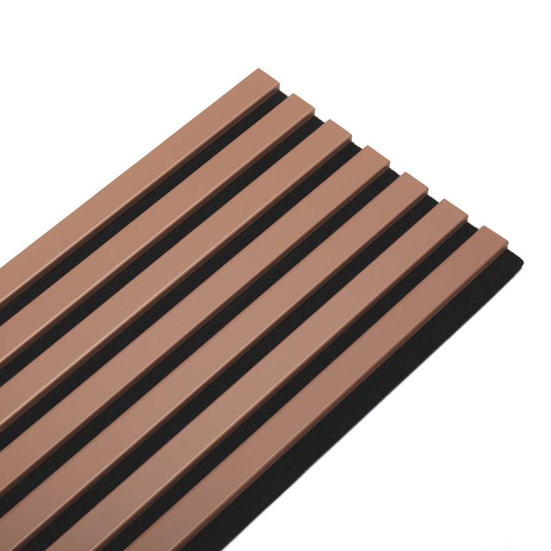 Lot de 7 Panneaux muraux tasseaux bois 120 x 30 x 1,9 cm - Pack tête de lit - Lamelles terracotta / feutrine noir - 2,52m² - 2