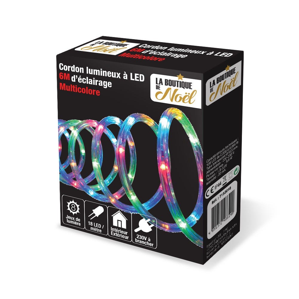 Cordon lumineux LED multicolore extérieure - 6, 10, 18 ou 40 mètres - 6 ...