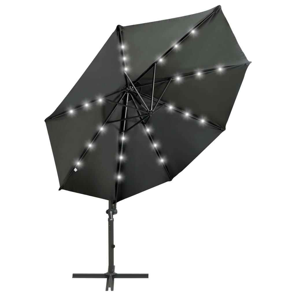 Parasol déporté avec mât et lumières LED Anthracite 300cm - 3