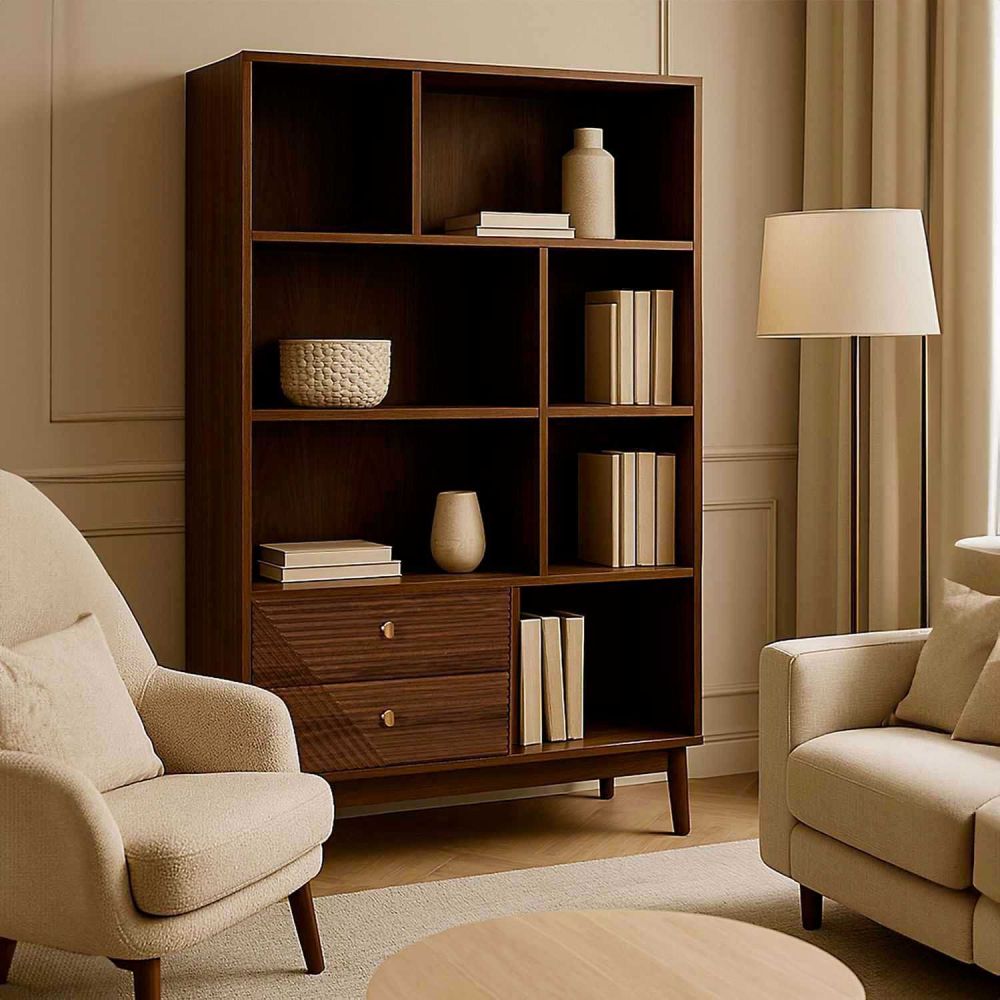 Bibliothèque pour Séjour en MDF Marron H. 140 x l. 35 x P. 35 cm - 7