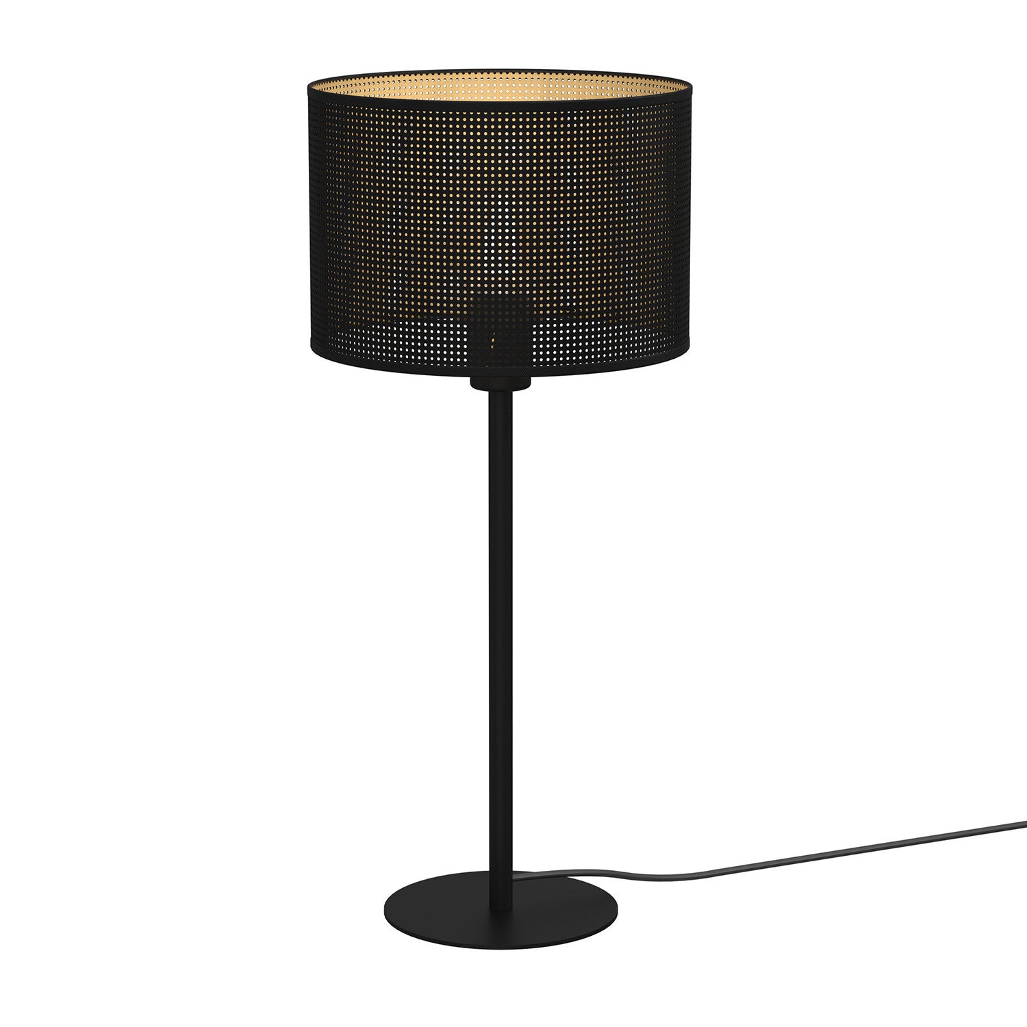 Lampa stołowa loftowa czarna abażur Ø25cm siateczka ze złotym wnętrzem Loft shade 1xE27 15W Luminex