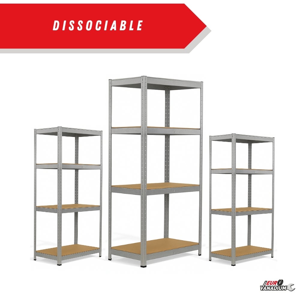 Triple étagère charges lourdes - 2M10 de long -12 plateaux - 210 X 150 - 40 cm - Gris - 7