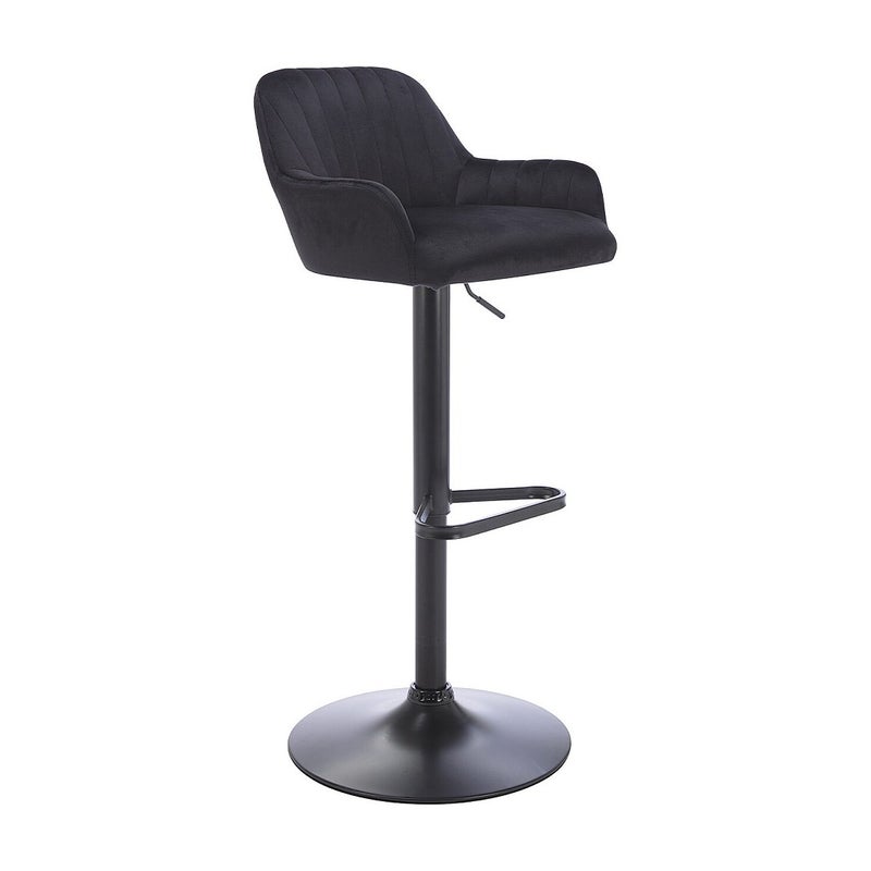 Stołek barowy z weluru i metalu - Regulowana wysokość - Czarny - ELEANA