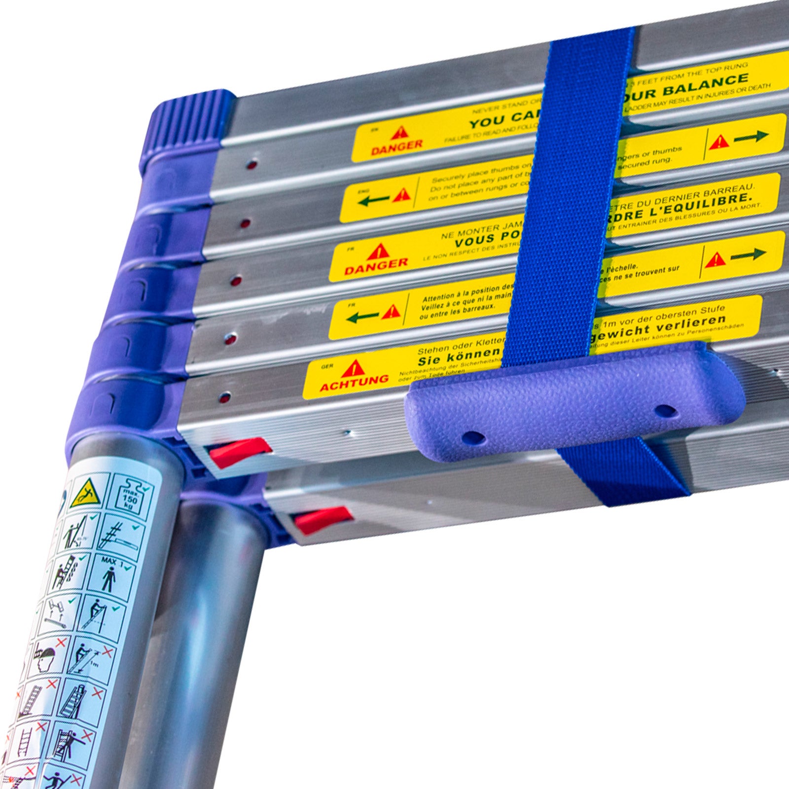 HOSTRÖM Escabeau 9 marches telescopique EXTENDACT9, Echelle telescopique 2,6m+2,3m, escabeau pliable télescopique, H max travail 4,1m, Garantie 5 ans - 7