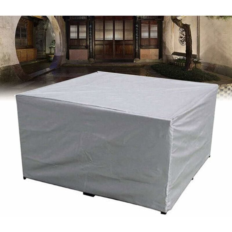 Prostokątny pokrowiec ochronny na meble ogrodowe, wodoodporny i odporny na promieniowanie UV, na zewnątrz, do ogrodu, na zewnątrz 150x150x75cm Srebrny