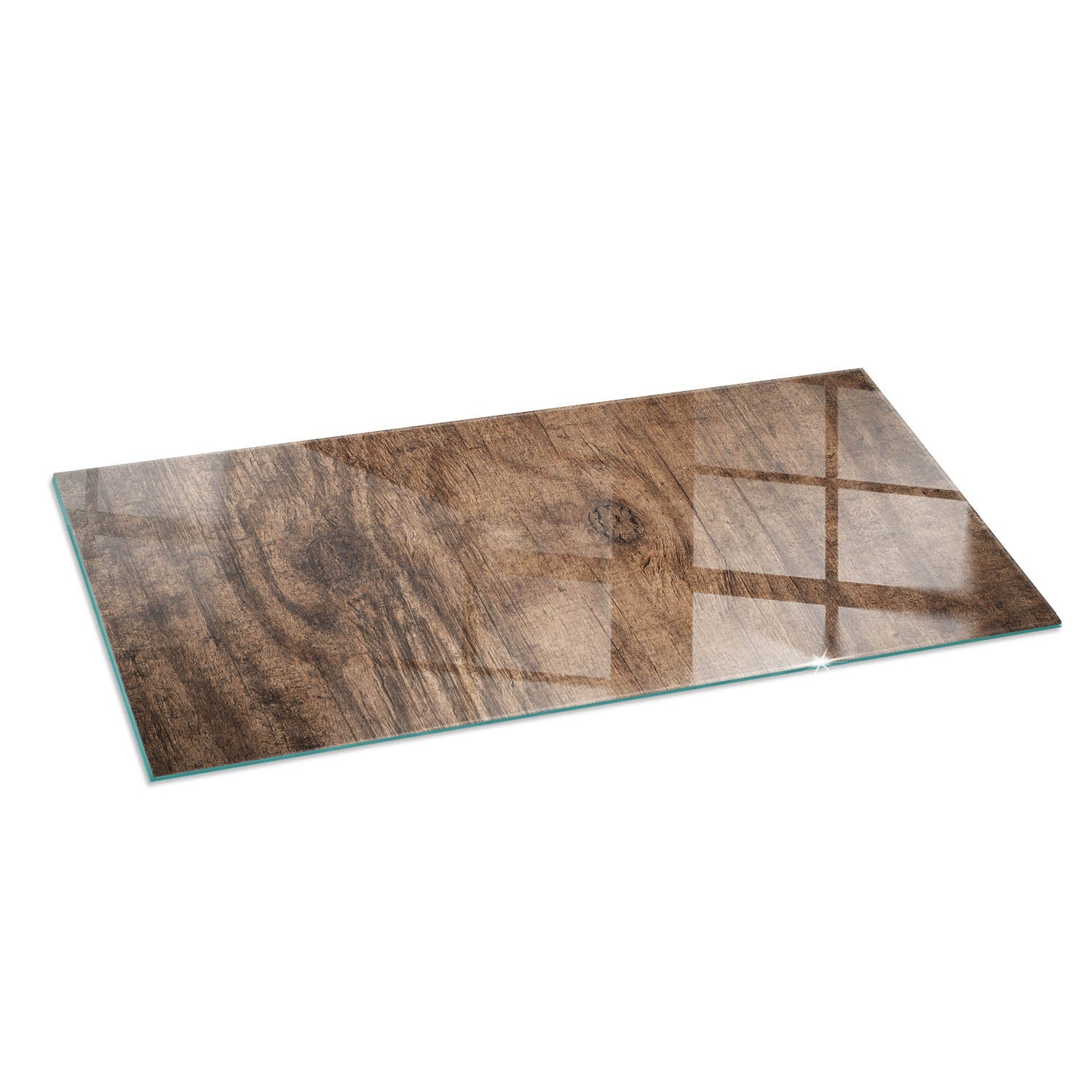 Szkło hartowane na podłogę pod kominek - 125x50 cm - Naturalny wzór drewna - TULUP